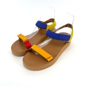 Madewell The Maggie Sandal‎ Colorblock Leather Tan Size 9 Vacation Rainbow